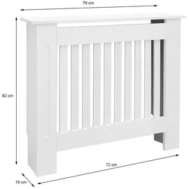 ECD Germany Heizkörperverkleidung Landhausstil 78x19x82 cm Weiß