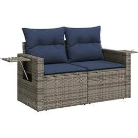 vidaXL Gartensofa-Set mit Kissen, grau, Polyrattan