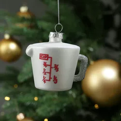 Weihnachtsbaumschmuck Messbecher Glas Küchenhelfer H: 7,5cm weiß