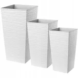 Kadax Blumentopf Set, Blumenkübel aus Kunststoff, 30+35+40 cm, Weiß