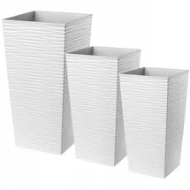 Kadax Blumentopf Set, Blumenkübel aus Kunststoff, 30+35+40 cm, Weiß