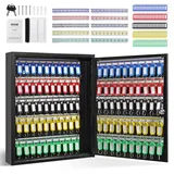Vevor Schlüsselschrank Schlüsselkasten 100 Schlüssel, Schwarz Schlüsselbox Schlüsseltresor Einstellbar, Abschließbarer Schlüsselschrank mit 10 Schlüsselhaltern, 2 Schlüsseln & 2 Karteikarten