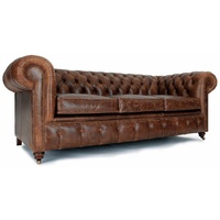 JVmoebel Chesterfield-Sofa, Chesterfield Design Polster Leder Sofa Luxus Vintage Sofas #158 braun