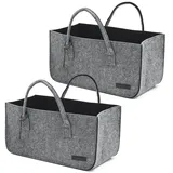 Dune Design Kaminholztasche Filz 50 x 25 x 25 cm 2er Set Grau und Schwarz