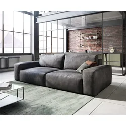 DELIFE Big-Sofa Lanzo L 260x110 cm Lederimitat Vintage Anthrazit, Big Sofas