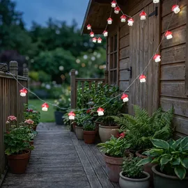 ETC Shop Solar Lichterkette Pilze 270 cm Rot-Weiß