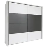 XORA Schwebetürenschrank Weiß, Dunkelgrau, Holzwerkstoff, 6 Fächer, 240x226x64 cm, Schlafzimmer, Kleiderschränke, Schwebetürenschränke
