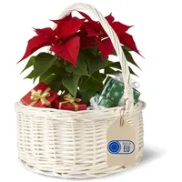 Creative Home Weihnachtskorb Oval Weidenkorb mit Henkel Cremeweiß | 30x30x32 cm (+/- 2 cm) | Garten Gartenkorb Geschenkkorb Universell, Obstkorb, Bügelkorb