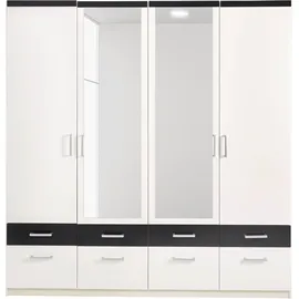 Priess Drehtürenschrank 185 x 193 x 56 cm Schwarz/Weiß