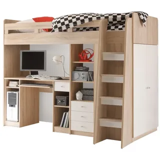 Pol-Power Hochbett Unit eiche/weiß