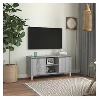 Furnicato TV-Schrank mit Massivholz-Beinen Grau Sonoma 103,5x35x50 cm