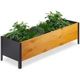 Relaxdays Hochbeet inkl. Vlies 32,5 x 118 x 35 cm Natur