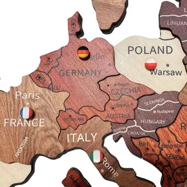 Green-Split Weltkarte Holz in Multicolor, Green Split - 3D Wanddekoration, Size: L