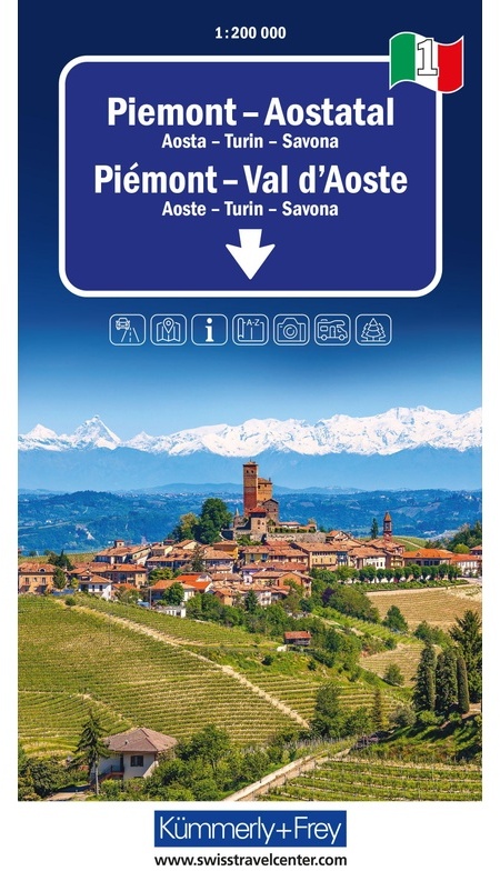Piemont - Aostatal, Nr. 01, Regionalstrassenkarte 1:200'000, Karte (im Sinne von Landkarte)