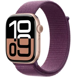 Apple Watch Series 10 Aluminiumgehäuse GPS 46mm Rosegold (Sport Loop pflaume)
