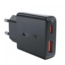 COFI 1453 Acefast A69 PD 30W GaN USB-A USB-C Wandladegerät – Schwarz