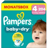 Pampers Pampers® Windeln baby-dryTM Monatsbox Größe Gr.4 (9-14 kg) für Babys und Kleinkinder, 204 St.