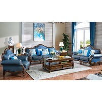 JVmoebel Sofa Ledersofa Sofagarnitur 3+2+1 Sitzer Set Garnitur Polstersofa Couch, Made in Europe blau