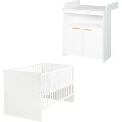 roba »Anton« Kinderzimmerset mit Bett und Wickelkommode - 78,5x142x80cm - weiß - Holz / Holz