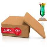 wortek Untersetzer Gläser Korkuntersetzer eckig - 10er Set Kork Untersetzer 10cm Korkplatte – Tischuntersetzer Tassenuntersetzer Glasuntersetzer Kork für Raclette, Tee, Kaffee, Bar Zubehör