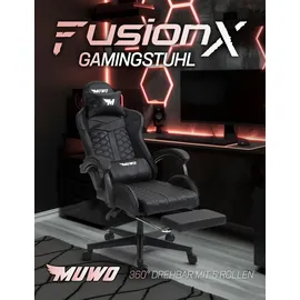 muwo "FusionX" E-Sports Gamingstuhl mit Fußstütze rot-Größe:Einheitsgröße