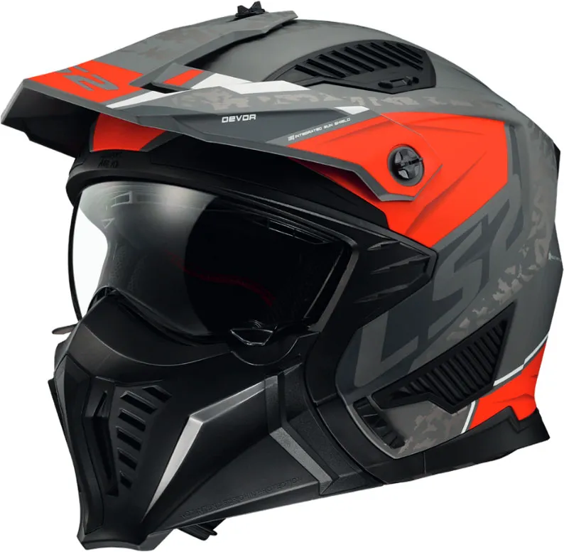 LS2 OF606 Drifter Devor, casque modulaire - Mat Rouge/Gris - XS