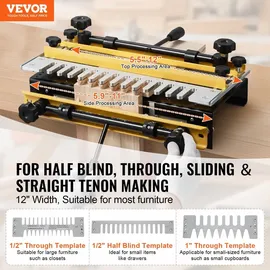 Vevor Zinkenfräsmaschine 31 cm mit 4 Fräsern und 3 Schablonen