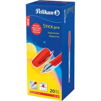 Pelikan Kugelschreiber Stick pro, 1 Box mit 20 Stück, Schreibfarbe: rot