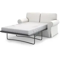 MASTERS OF COVERS Ersatzsofabezug für IKEA Ektorp 2-Sitzer Schlafsofa, Abdeckung für Ektorp 2 er Sofabett, er Schlafsofa Bezug, Sofabett Überzug, 197 x 90 x 88 cm (Baumwolle, Weiß)