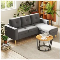 Homcom Ecksofa Leinen, Gummiholz