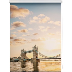 Lichtblick Rollo Klemmfix, ohne Bohren, blickdicht, Tower Bridge - Rot Weiß