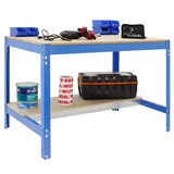 Simonrack Werkbank 600 kg Belastbarkeit, 84,2x121x76 cm, Große Arbeitsfläche Arbeitsfläche, Arbeitstisch, Holz-Arbeitsplatte, Blau/Holz - BT0