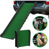 UISEBRT Hunderampe für Auto, klappbar mit Anti-Rutsch-Oberfläche, für SUV, LKW & Outdoor-Treppen, max. 90 kg, 156x40 cm - Schwarz/Grün