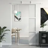 vidaXL Schiebetür Weiß 90x205 cm Hartglas und Aluminium