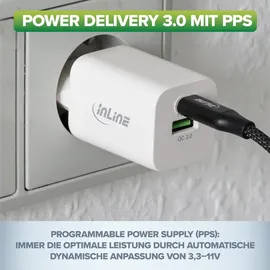 InLine Power Delivery + Quick Charge USB Netzteil, 33W, USB-A + USB-C, schwarz