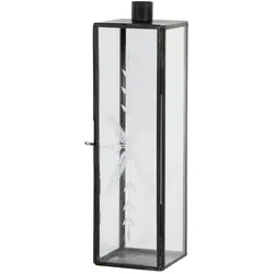 Chic Antique Kerzenständer Glas und Metall mit Schliff, H27/L7,5/B7,5 cm schwarz