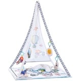 Hauck Toys for Kids hauck Baby Tipi Spielzelt 1st Tent mit gepolsterter Decke/Lernspielmatte, Abnehmbarer Spielbogen, 5 Accessoires und Halbmond Kissen, ab Geburt, Balloon Ride Weiß