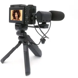 AgfaPhoto AGFA PHOTO – All-in-one-Vlogging-Set: Kamera VLG-4K Optical, Powerbank-Stativ, Fernbedienung, Mikrofon und Micro-SD-Karte (32 GB) – Verewigen S... - Schwarz