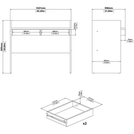 VCM FunctionPlus Schreibtisch 2 Schubladen Nussbaum Nachbildung weiß. - Braun