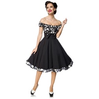 Belsira - Rockabilly Kleid knielang - Schulterfreies Swing-Kleid - S bis 4XL - für Damen - Größe 4XL - schwarz/weiß - 4XL
