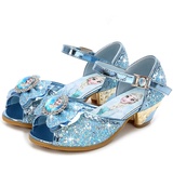 FStory&Winyee Mädchen Prinzessin Sandalen Absatz Kinder Elsa Schuhe High Heel Partei Glitzer Kristall Mädchen Eiskönigin Kostüm Karneval Verkleidung Party Aufführung Fasching Tanzball, Blau, 35 - 35 EU