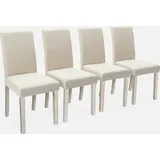 sweeek - 4er Set Stühle Mit Stoffbezug Und Gekälkten Holzbeinen