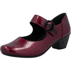 Spangenpumps RIEKER, Damen, Gr. 41, rot (dunkelrot), Lacklederimitat, glänzend, elegant, Schuhe, Riemchenpumps, Festtagsschuh, Trichterabsatz, mit weicher Innensohle