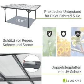 Juskys Carport 5 x 3 m mit Flachdach