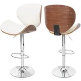 MCW Barhocker Arklow 360° drehbar höhenverstellbar Walnuss-Optik Creme
