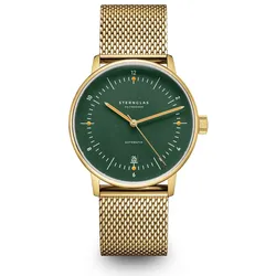 STERNGLAS - NAOS AUTOMATIK - dunkelgrün gold - milanaise 20 gold / 38MM