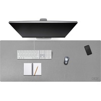 Cacoy Schreibtischunterlage aus Leder, 130x60cm Verlängerter Mouspad, PU Leder Tastaturunterlage, Computer Tischunterlage, Doppelseitige Multifunktionale Schreibtischmatte für Büro und Zuhause - Grau