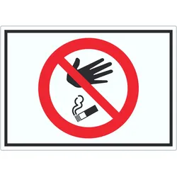 Bitte keine Kippen auf den Boden werfen Symbol Aufkleber A3 (297x420mm)