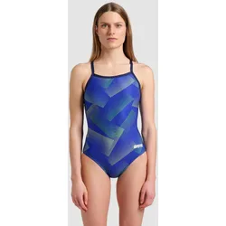 Badeanzug Damen arena Halftone Print Lightdrop-Back - Navy-team Blue Green - 152JR