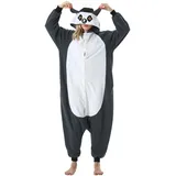 AKAAYUKO Damen Herren Karneval Kostüm Pyjama Weihnachten Tiere Onesie Halloween Jumpsuit Schlafanzug Faschingskostüme Overall Nachtwäsche Ringschwanzlemur - XL